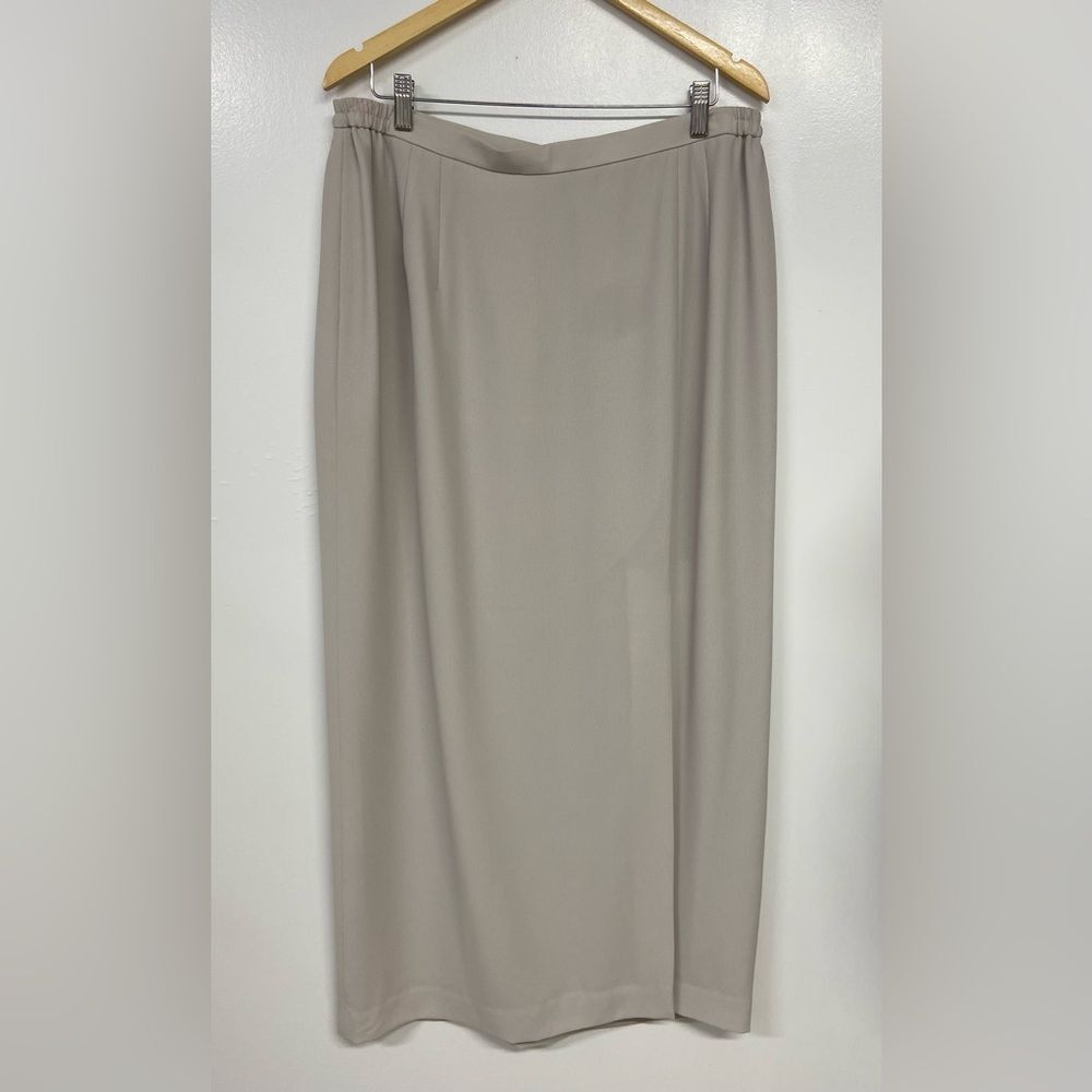 Adriana Papell Formal Evening Full-length Skirt Front Slit Beige Size 16W